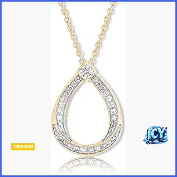 14K Gold Plated 925 Sterling Silver Teardrop Pendant Necklace